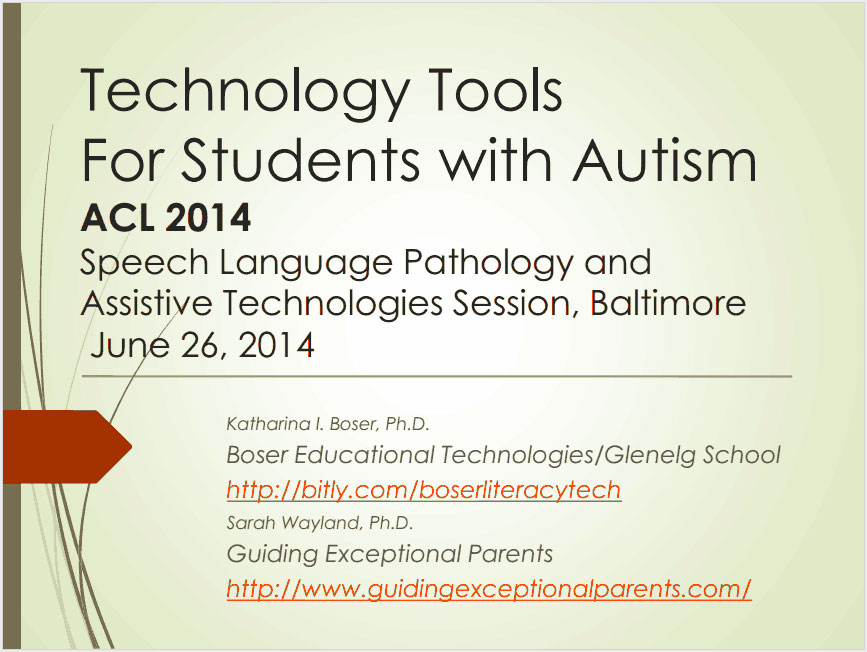SLPAT 2014: Technology Tools for Students with Autism